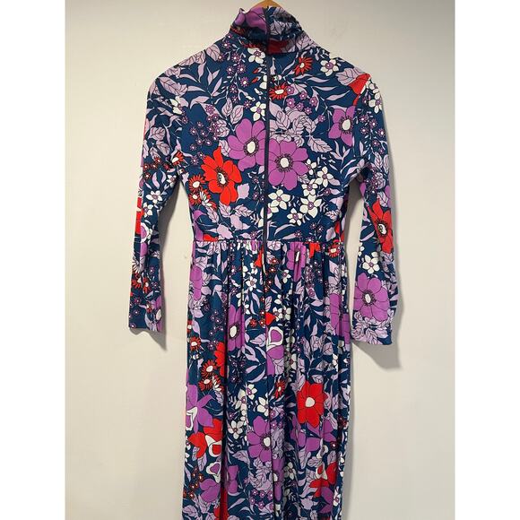 WOW! Colorful Vintage 1960s-70s Keram New York Long Sleeve Maxi Dress Size Small - Picture 8 of 12